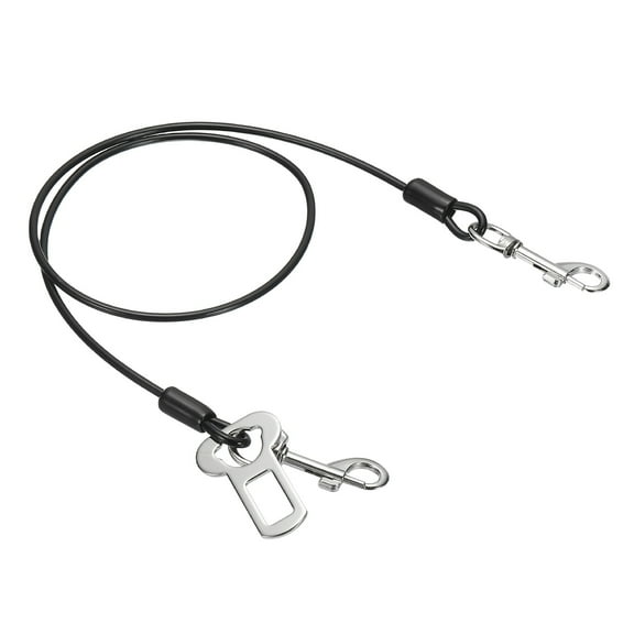 Uxcell Chew Proof Dog Leash, 31 in Dog Seat Belt Harness with Double Clips Leash Extender Steel Braided Vehicle Tether, (Black, 1 Pcs), Intended for Pet Car Safety/Walking/Training