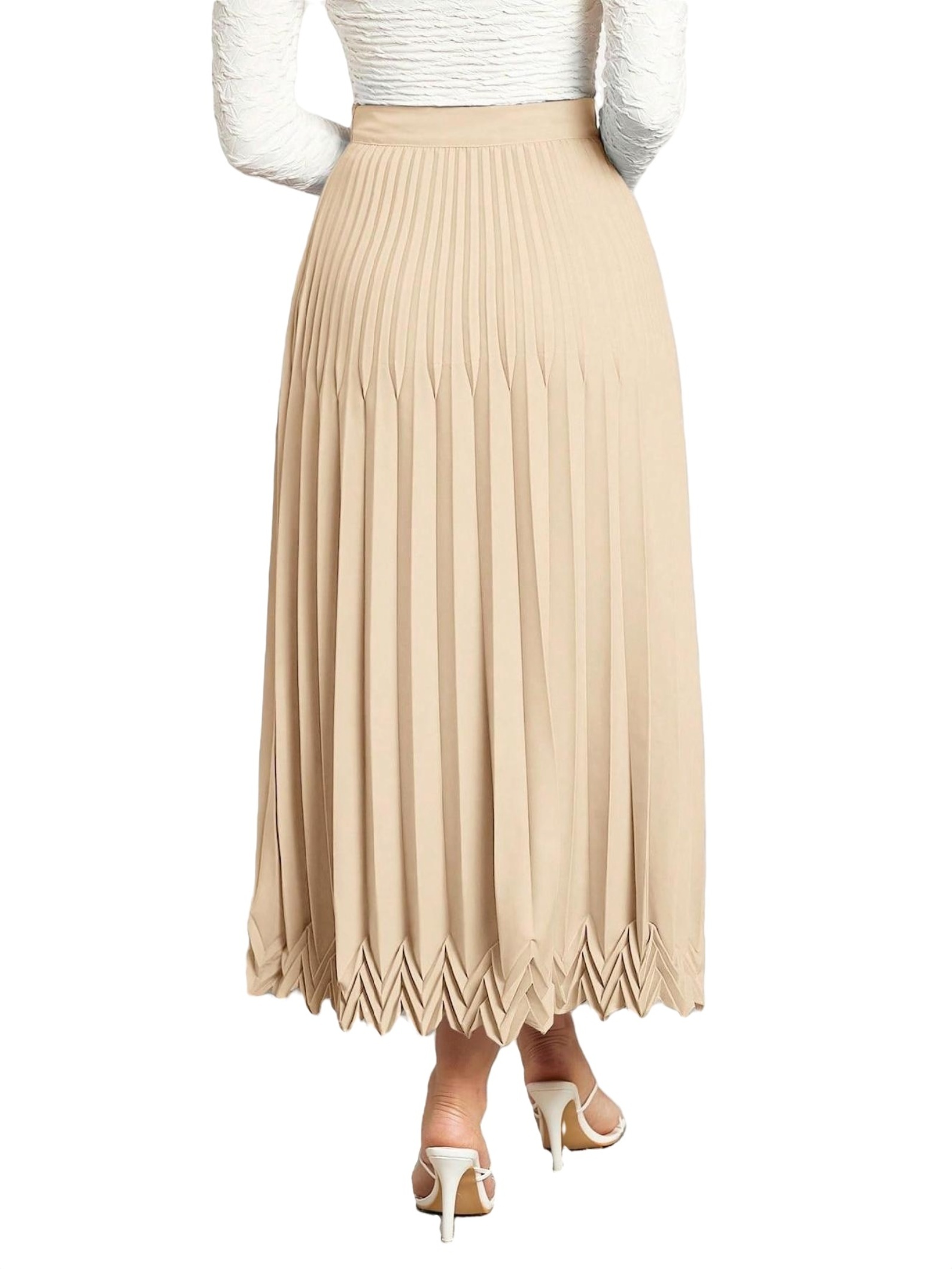 Elegant Solid Pleated Beige Women Skirts - Walmart.com