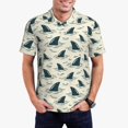 thumbnail image 4 of Vsdgher Party Shark Cute Print Men's Short Sleeve Stretch Polo Shirt, Moisture-Wicking Performance Polo Shirt, 4 of 8