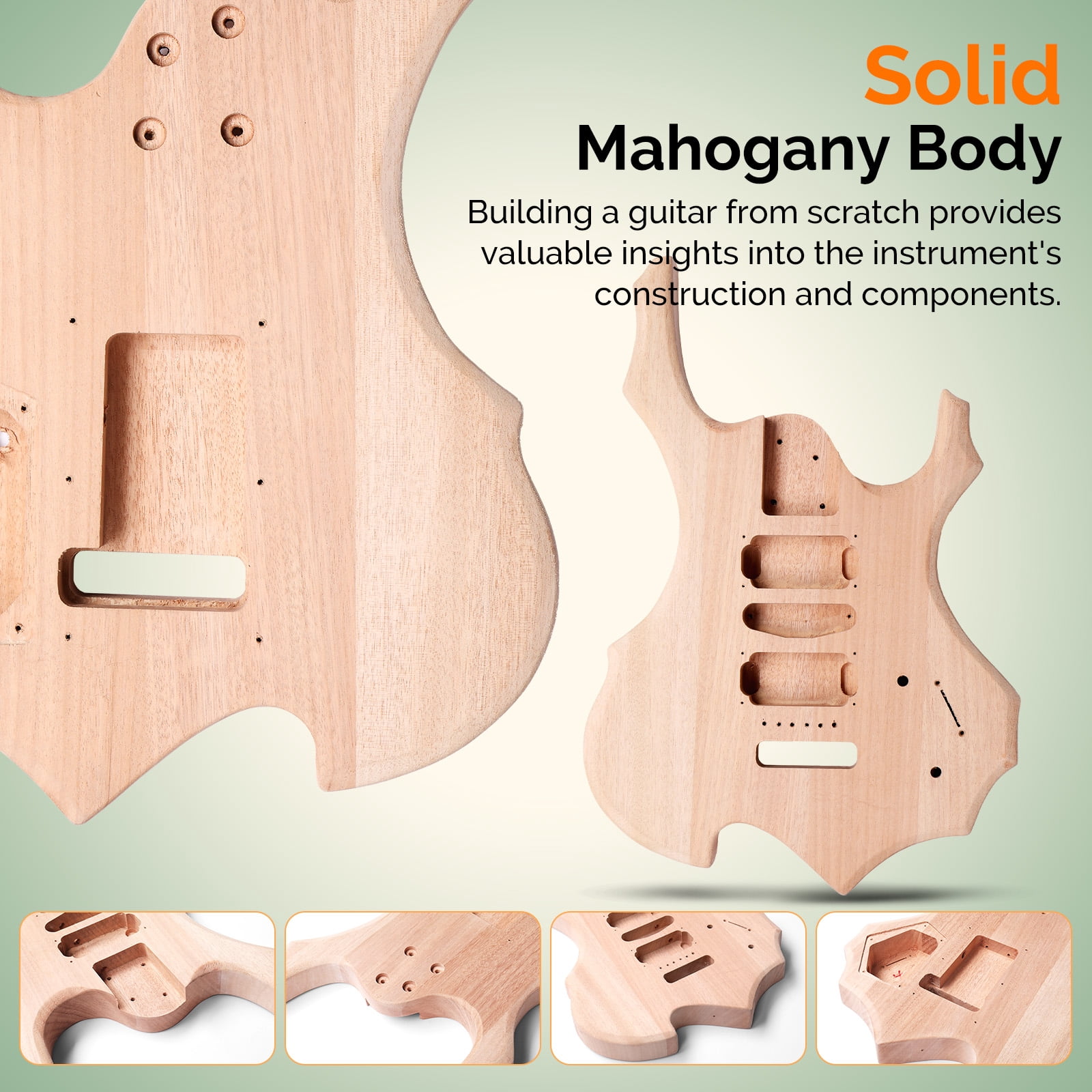 GLARRY DIY Electric Guitar Kit, 6 Strings, Mahogany Wood Body, Maple Neck, Beginner, All Components Included, Build Your Own Guitar (GST)