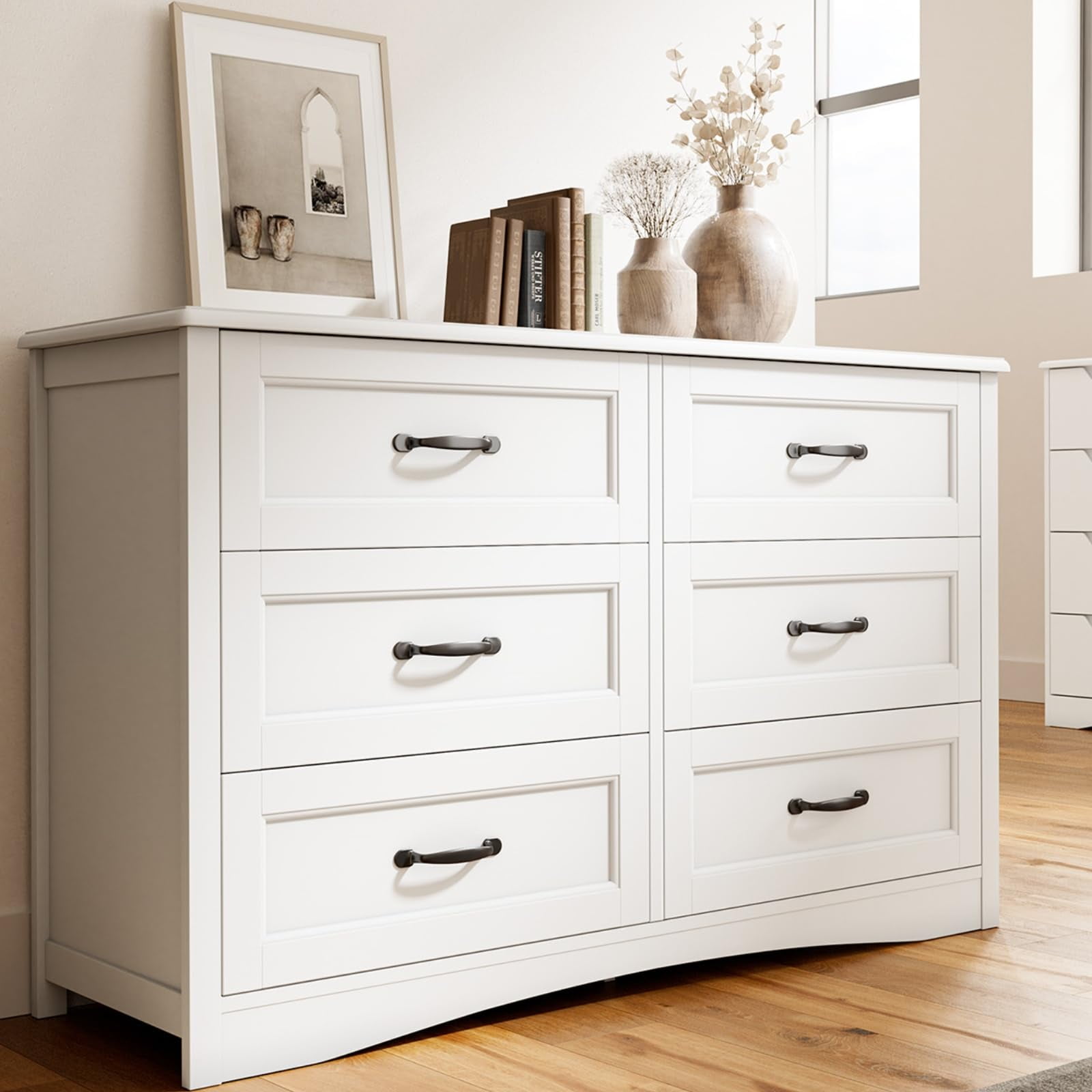 Lofka 5 Drawers White Wood Chest