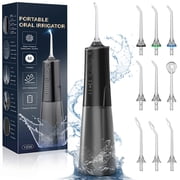 YFQIS Cordless Water Flosser, Portable Dental Flosser with 5 Cleaning Modes, 9 Jet Tips, 300ml Water Tank, USB Rechargeable Oral Irrigator