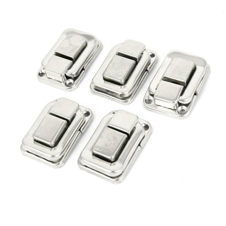 Metallic Set Cabinet - Unique Bargains 5pcs Spring Loaded Metallic Hinge Latch Hasp Sets Silver Tone for Wooded Toolbox