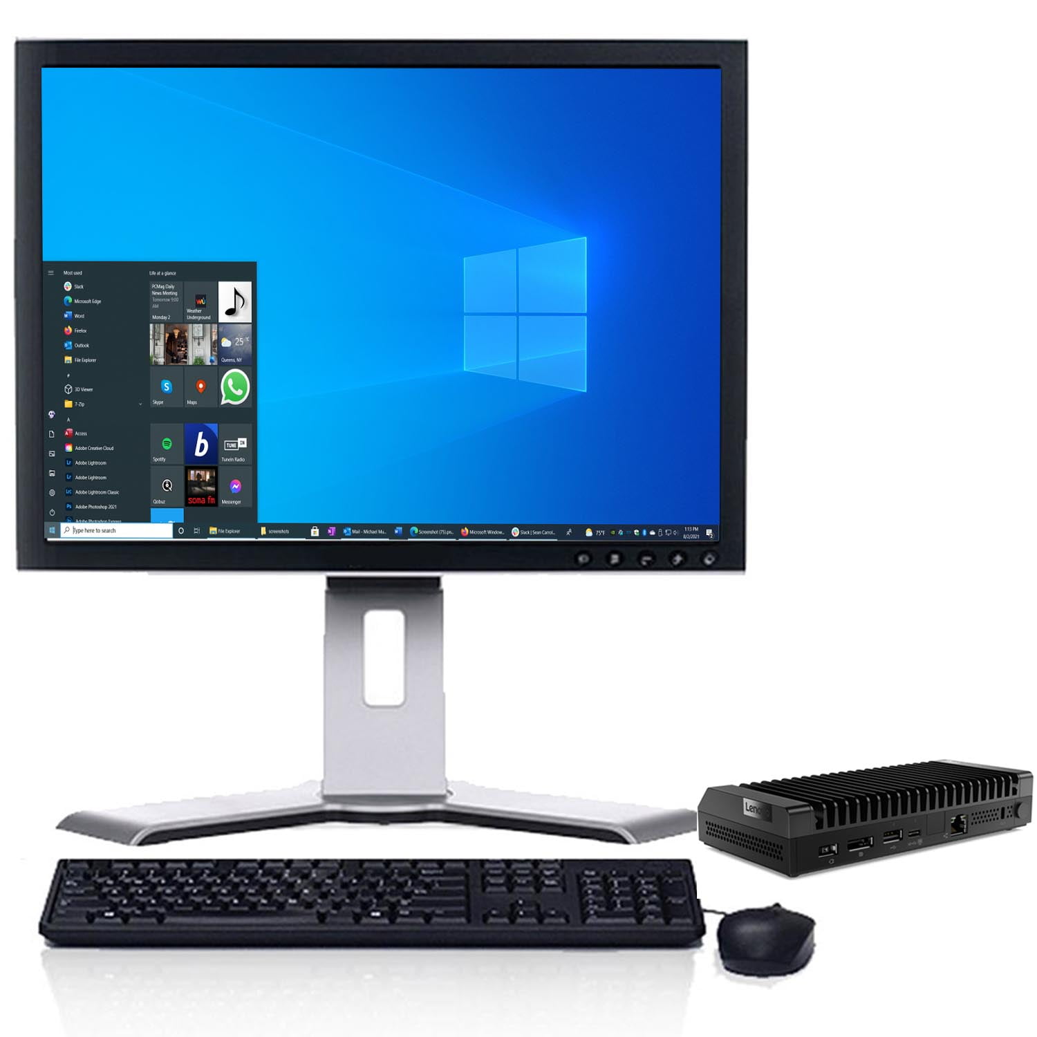 Restored Windows 11 Desktop PC with 19" LCD Monitor | Lenovo ThinkCentre M75n Nano | AMC Athlon Silver 3050e CPU | 4GB RAM | 256GB SSD (Refurbished)