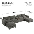 thumbnail image 2 of Harper & Bright Designs Modular Sectional Sofa Set with 2 Ottoman and Cup Holder, U-Shaped Couch with Console and Wide Seat, Oversized Chenille Upholstered Sectional Sofa with USB, Gray, 2 of 10