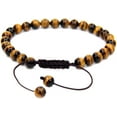 thumbnail image 1 of Bracelet Ajustable en Perles Rondes de Pierre Précieuse Il de Tigre Doré 6mm 7 Pouces Unisexe, 1 of 3