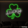 thumbnail image 2 of Craftnamesign Lucky Neon Sign, Clover Leaf LED Sign, St. Patrick Day Decor, 2 of 4