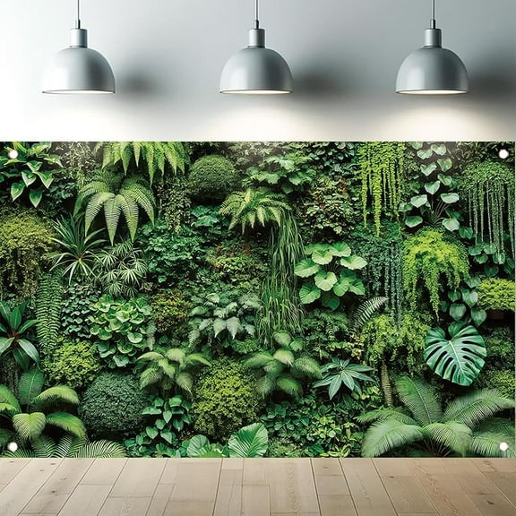5.9x3.6FT Green Plant Wall Backdrop Tropical Jungle Leaf Banner for Party Decoration Wedding Photo Booth Background Indoor Outdoor Artificial Garden Photography Background