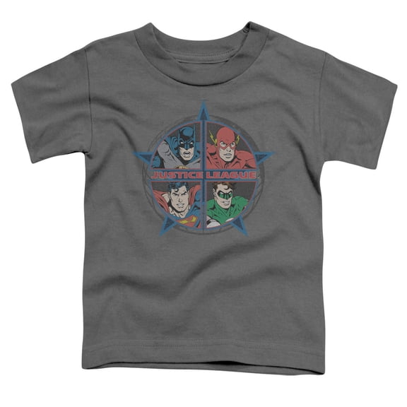 Justice League Of America Boys' Four Heroes Childrens T-shirt Charcoal