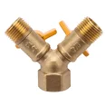 thumbnail image 3 of Válvula de gas de cobre reforzada, llave de paso para calentadores de agua a gas, diseño de tres vías con rosca interior y exterior, 4 pulgadas para aplicaciones versátiles., 3 of 6