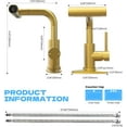 thumbnail image 6 of Gold Bathroom Faucet with Sprayer - Brushed Gold Bathroom Faucets for Sink 1 Hole or 3 Holes, 4 Mode Single Handle Vanity Faucet Waterfall Bathroom Faucet with Pull Down Sprayer (No Drain), 6 of 7