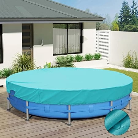 Waterproof Round Polyester Pool Cover For Above Ground Pools  Swimming Pool Cover Protector Winter Safety Cover (10 Ft  Turquoise)