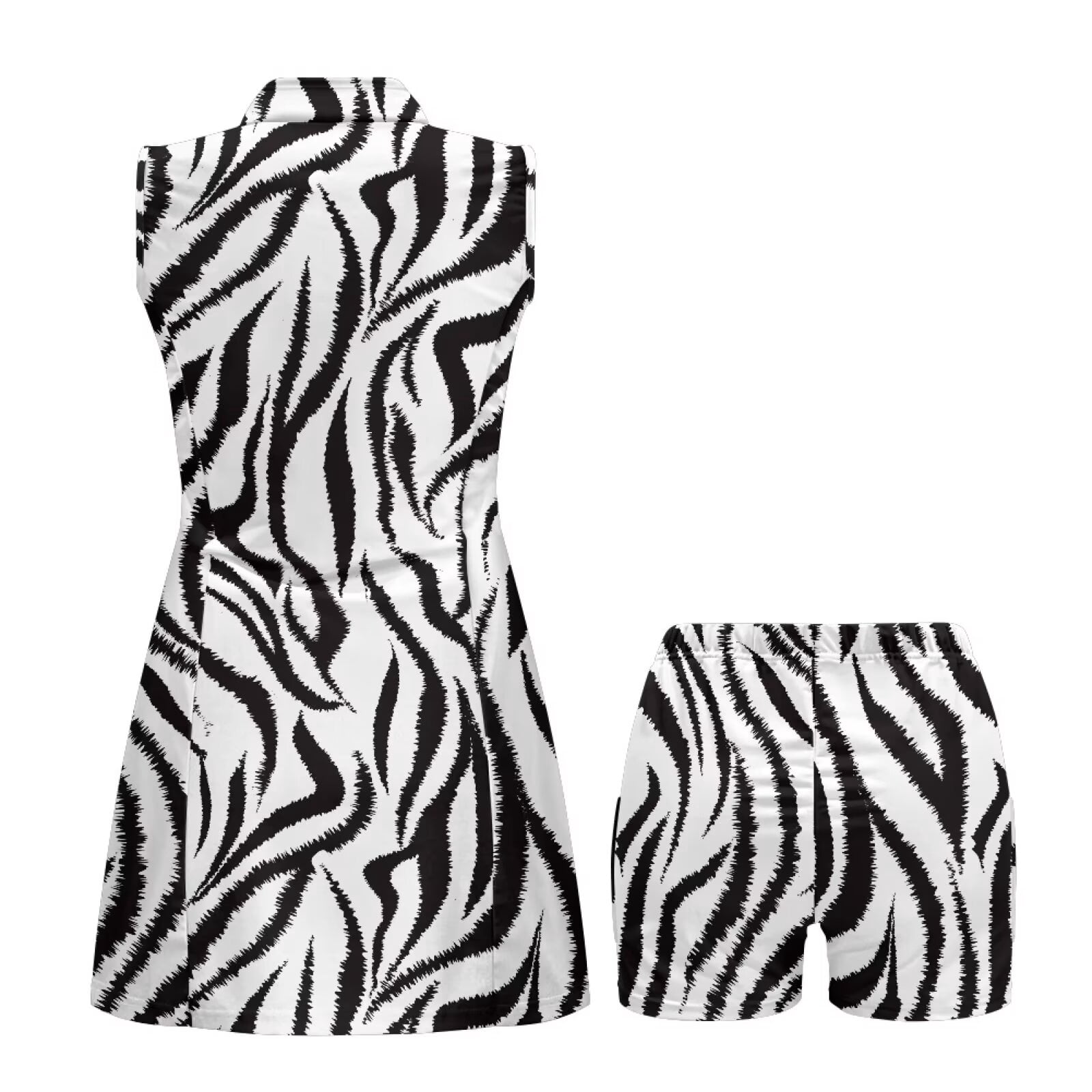 Yuyamidu Zebra Stripe Golf Dresses for Women Quick Dry Womens Athletic Clothing Sets Size M Sleeveless Workout Dress with Pockets Shorts Summer Clothes