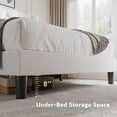 thumbnail image 4 of iPormis Full Size Bed Frame with Diamond Button Tufted Wingback Headboard, Upholstered Platform Bed Frame with Strong Wood Slat Support, No Box Spring Needed,White, 4 of 8