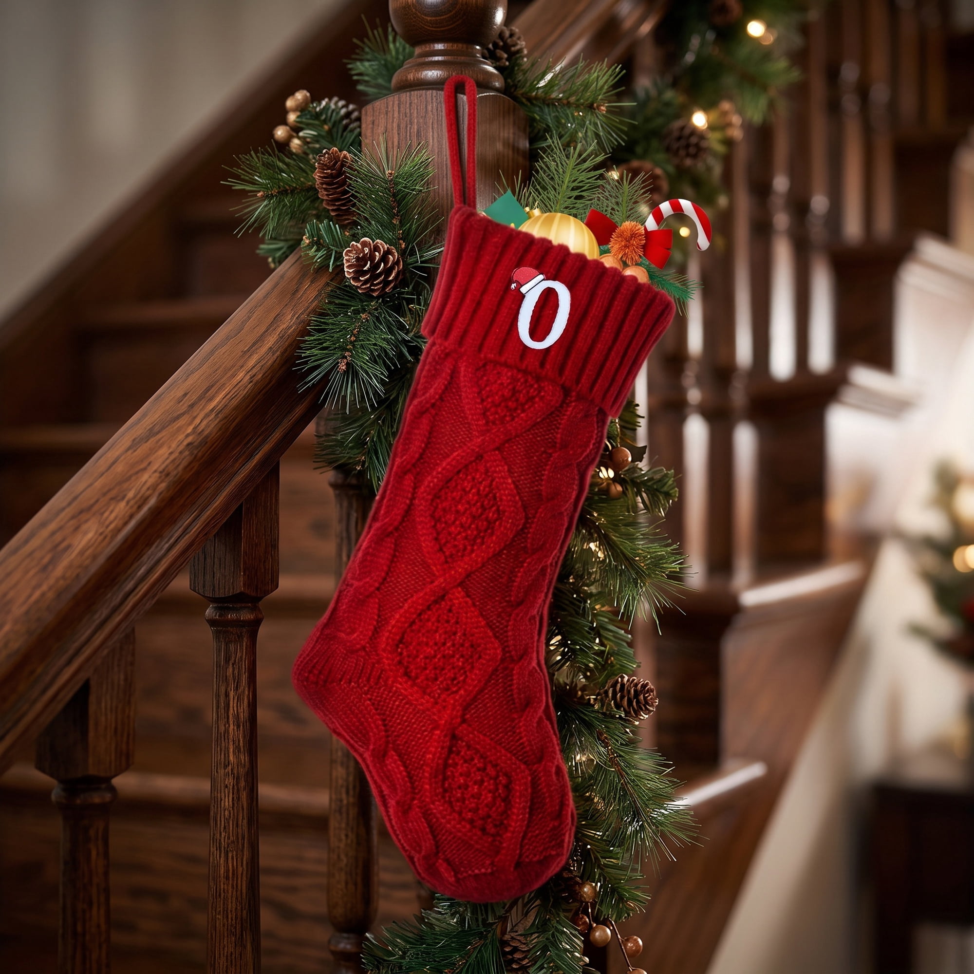 Unique Bargains Canine Bone Christmas Stocking Luxury Puppy Holiday Keepsake Sack Red Letter O 17"