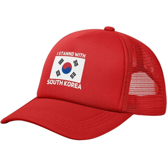 Je Soutiens le Chapeau de la Corée du Sud Nous Soutenons le Chapeau de Camionneur de la Corée du Sud Prions pour la Corée du Sud Casquette Forte pour Hommes Femmes Noir