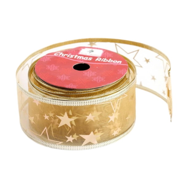 Cinta decorativa navideña 2024, 9 m de largo y 5 cm de ancho, ideal para envolver regalos. Dorado