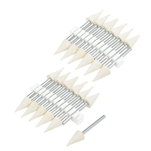 8mm Wool Felt Mounted Points Conical Polishing Buffing Wheels Grinding Head with 1/8-inch Shank for Rotary Tool 2 Set