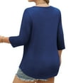 thumbnail image 4 of Ahdbta Womens Plus Size Tops Loose Fit 3/4 Length Sleeve Blouses Dressy Casual Fall Crewneck Pleated Front T Shirts with Curved Hem, 4 of 8