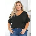 thumbnail image 2 of SHOWMALL Plus Size Tunic for Women Cold Shoulder Top Black Polka Dot 5X Blouse Short Sleeve Clothing V Neck Shirts Summer Clothes, 2 of 6