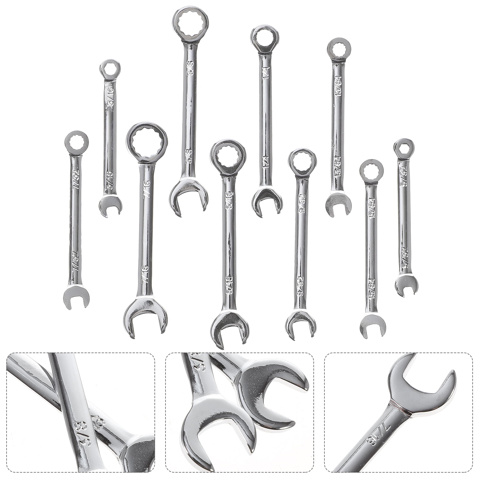 Hemoton 20 pcs  Small Wrenches Steel Spanners Portable Wrenches Set Dual-end Spanner Tools(Imperial Type)
