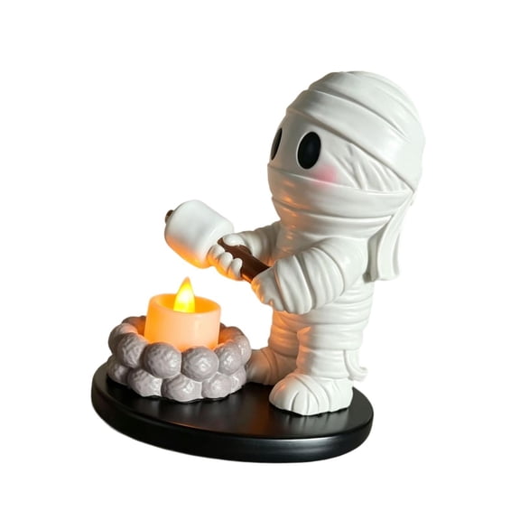 freneci Halloween Tealight Holder Cute Small Candle Holder with LED Tea Light Resin Figurine Indoor for Holiday Office Tabletop Decor Style C
