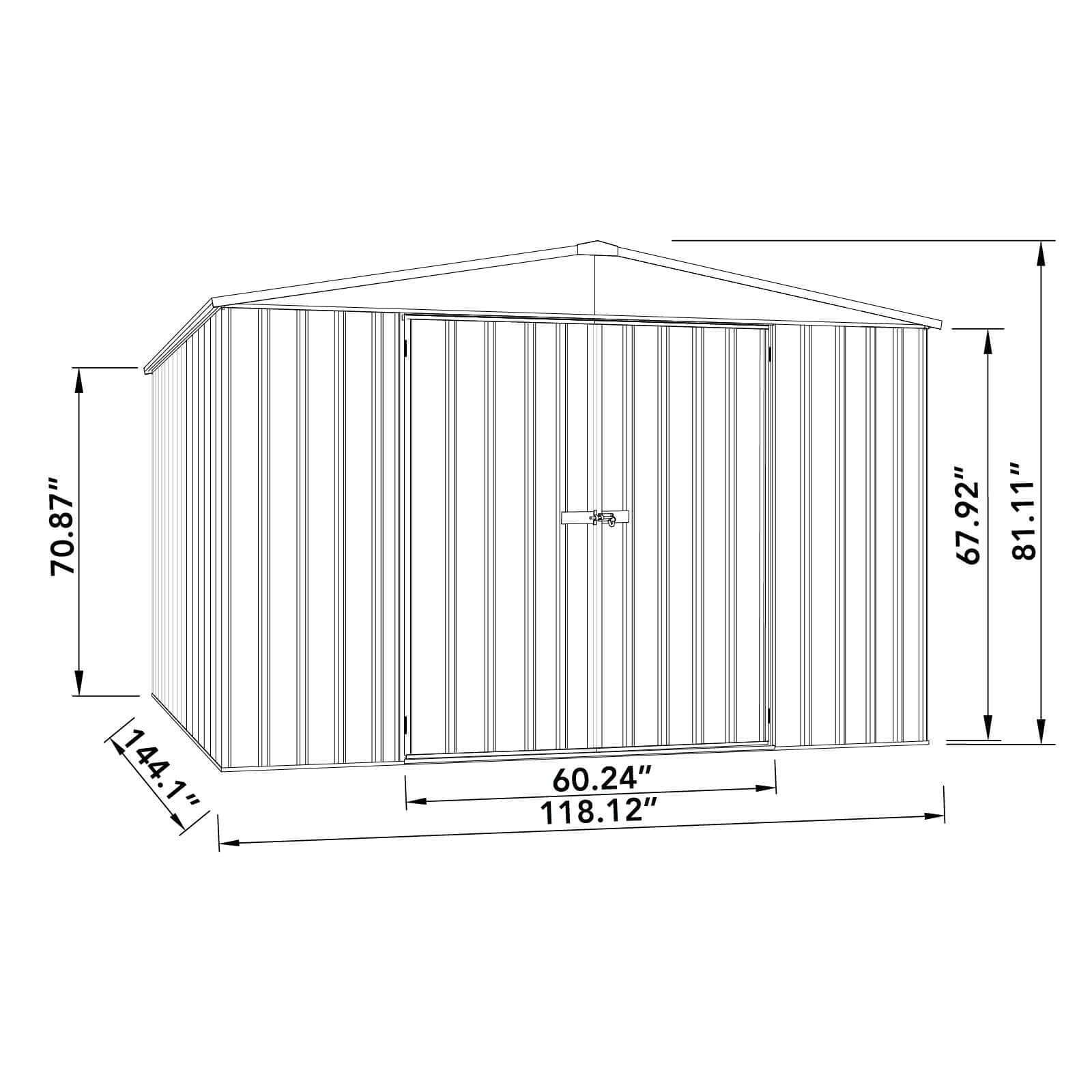 Absco Regent 10' x 12' Metal Garden Storage Shed - Woodland Gray