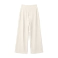 thumbnail image 3 of Women Wide Leg Sweatpants High Waist Drawstring Loose Fit Flowy Casual Fashion Lounge Pants with Pockets White L, 3 of 5