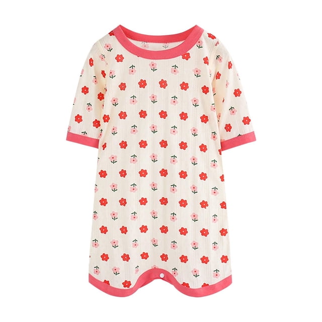 Birdeem Combinaisons une Pièce Tout-Petits Bébés Filles Garçons Manches Courtes T-Shirt Imprimé Coloré Col Rond Combinaison Barboteuse Pyjamas pour Enfants