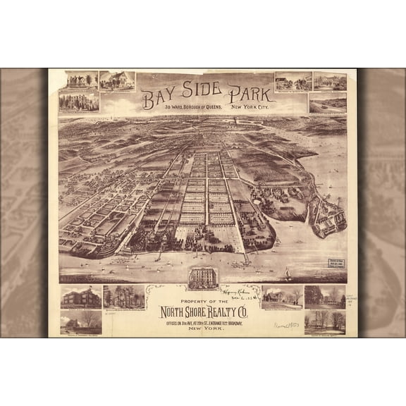 24"x36" Gallery Poster, map of Bay Side Park Queens New York City 1915