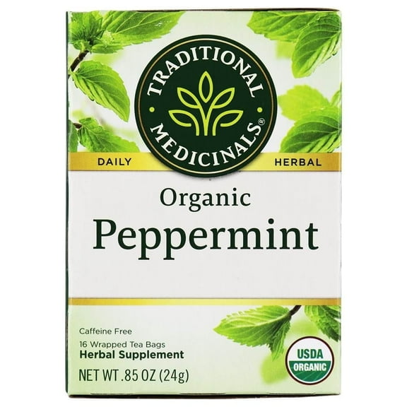 Traditional Medicinals Herbal Tea Organic Peppermint 16 Tea Bags Pack of 4