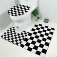 thumbnail image 2 of Black and White Checkered Pattern Bathroom Rugs Sets 3 Piece,Toilet Cover Set,Absorbent Non Slip Bathroom Mats Sets with U-Shaped Contour Rug Toilet Rug Set, 2 of 5
