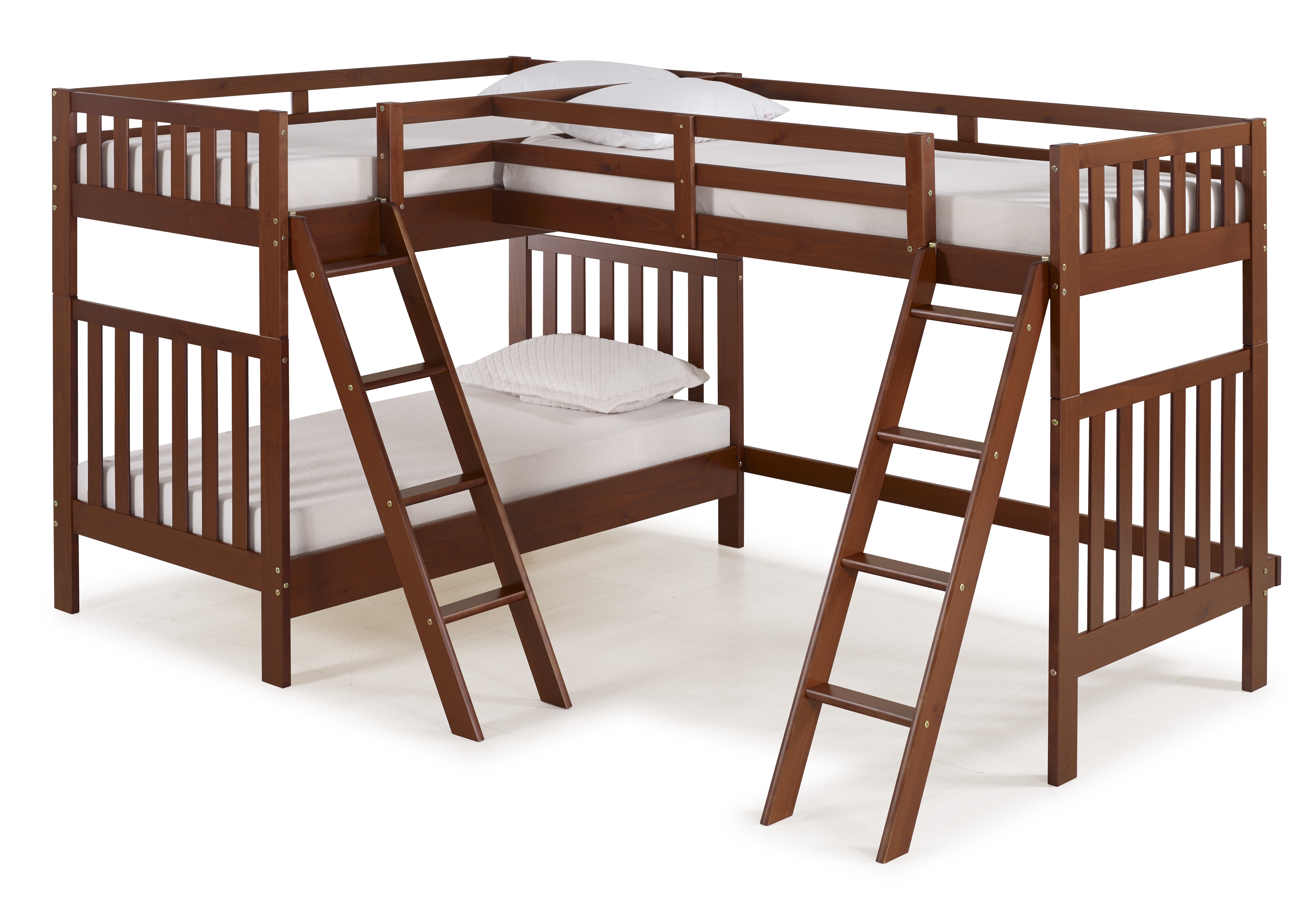 Aurora Twin Over Twin Bunk Bed with Third Bunk Extension, Chestnut