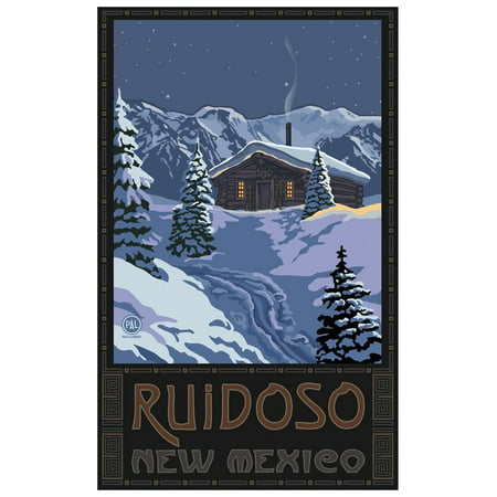 Ruidoso New Mexico Winter Mountain Cabin Travel Art Print Poster by Paul A. Lanquist (12