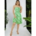 thumbnail image 2 of LA LEELA Women's Summer Boho Halter Smocked Mini Flowy Beach Dress Tube Top Strapless Dresses for Women One Size Leafs, Green, 2 of 5