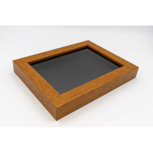 4x6 Shadow Box Frame Light Brown Real Wood with a Black Acid-Free