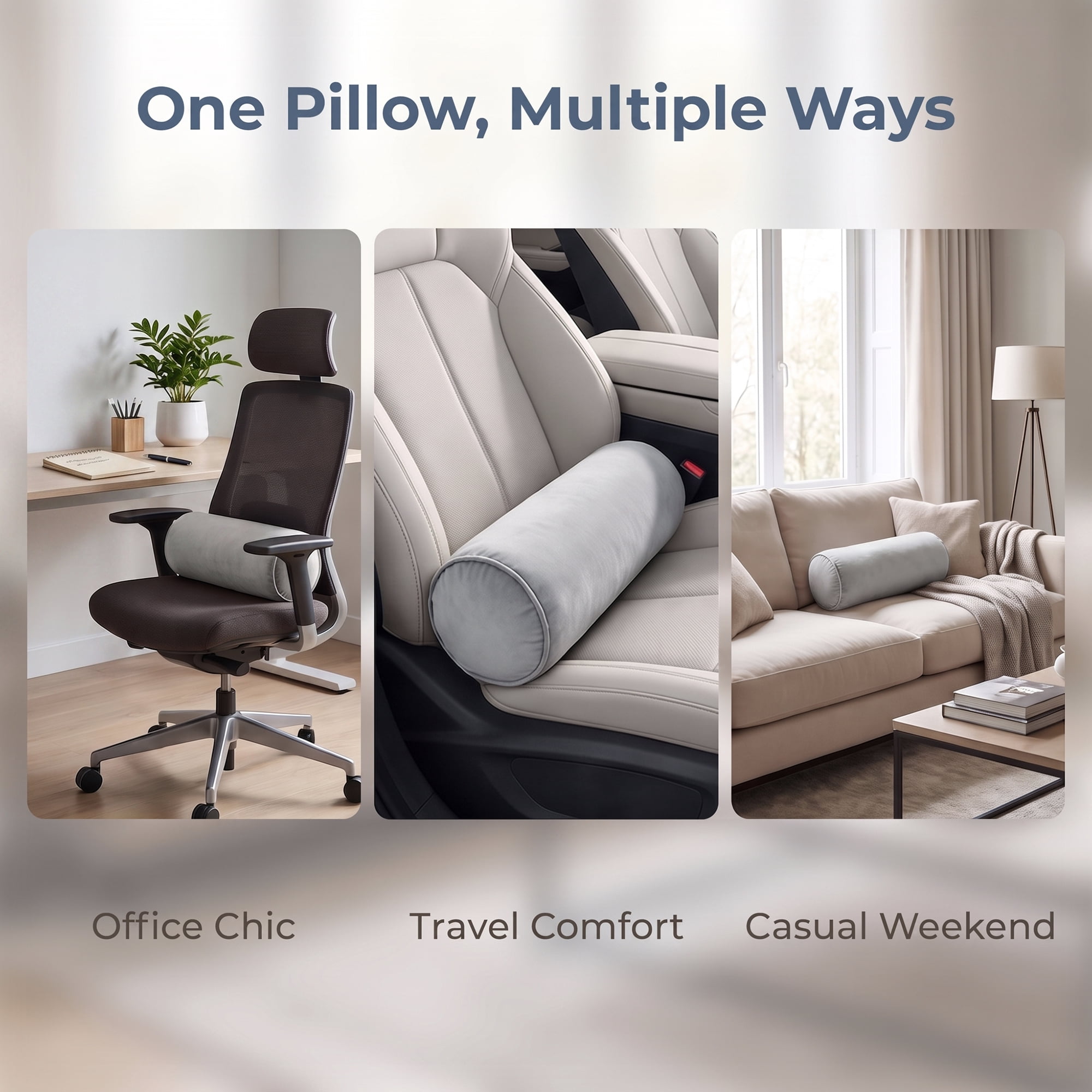 Unique Bargains Lumbar Support Wool Pillow for Back Support Gray 19.7"x6.7"