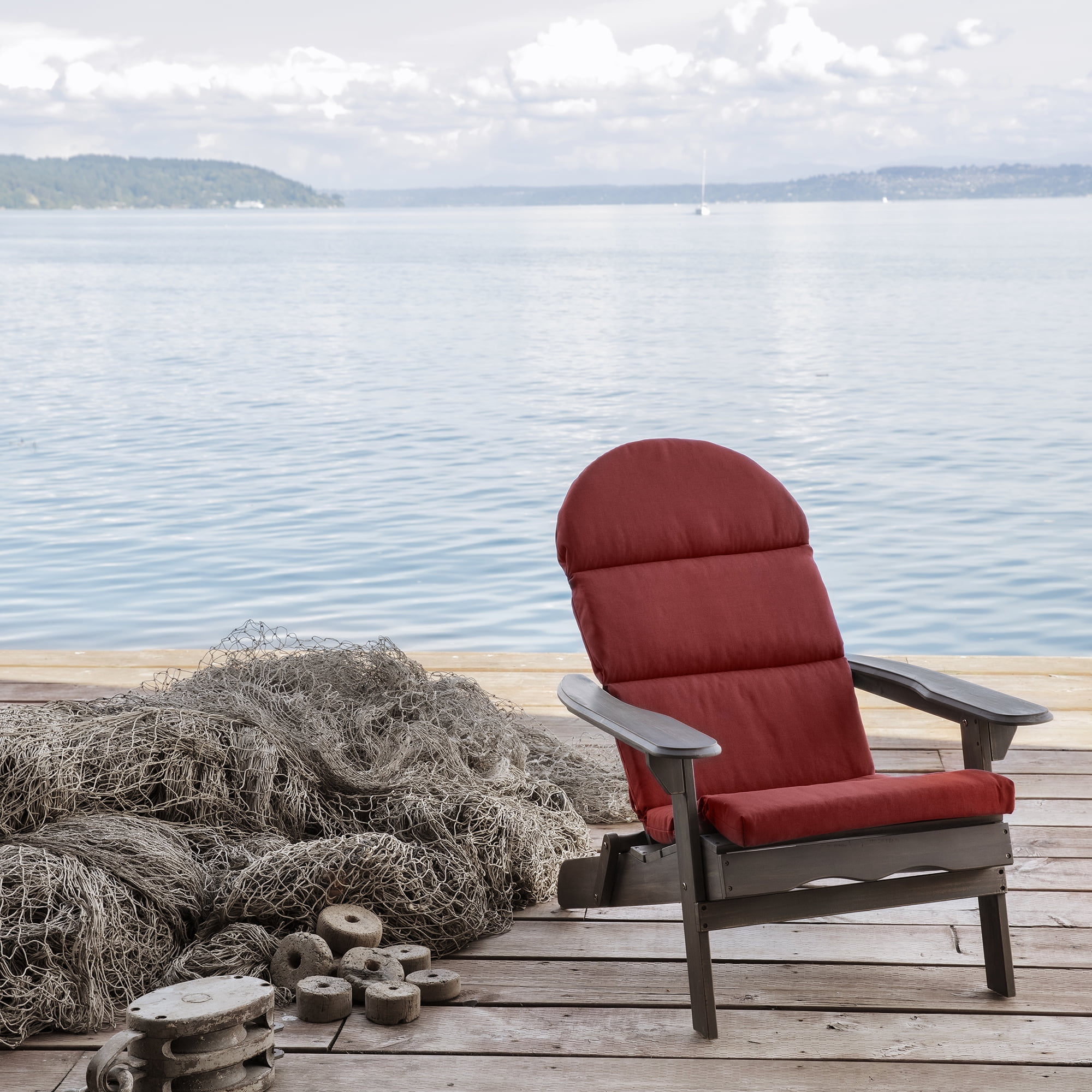 ARDEN Oceantex Outdoor Rocking Chair or Adirondack Cushion, 21.5 x 19, Water Repellent, Fade Resistant 19 x 21.5, Nautical Red