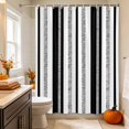 thumbnail image 2 of Modern Simple Art Shower Curtain, Waterproof Shower Curtains for Bathroom, Black Gray Vertical Stripes Pattern Washable Fabric Bathtub Curtain Set Bath Decor with 12 Hooks Standard 72"x72", 2 of 8