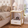 thumbnail image 4 of Tribesigns Nightstands with Drawers and Storage Shelf, Modern Bedside Table End Table Side table for bedroom, Living Room, Gold, and White, 4 of 7