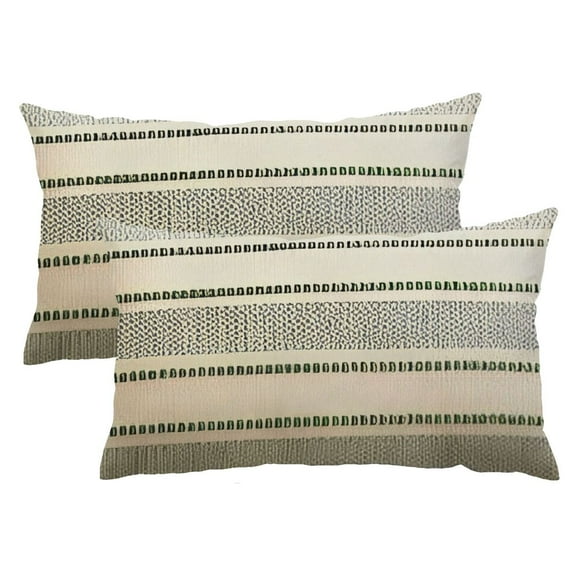 Qinduosi 12x20 Set of 2 Boho Throw Pillow Covers Cushion Lumbar Decorative Farmhouse Cases for Couch, Sofa, Bed, Chair, Dining, Patio, Outdoor