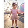 thumbnail image 6 of Loicainy Infant Baby Girl Romper Dress 3 6 9 12 32 Months Floral Embroidery Butterfly Decor Fly Sleeve Crew Neck Skirt Hem Infant Bodysuits Jumpsuits with Headband, 6 of 9