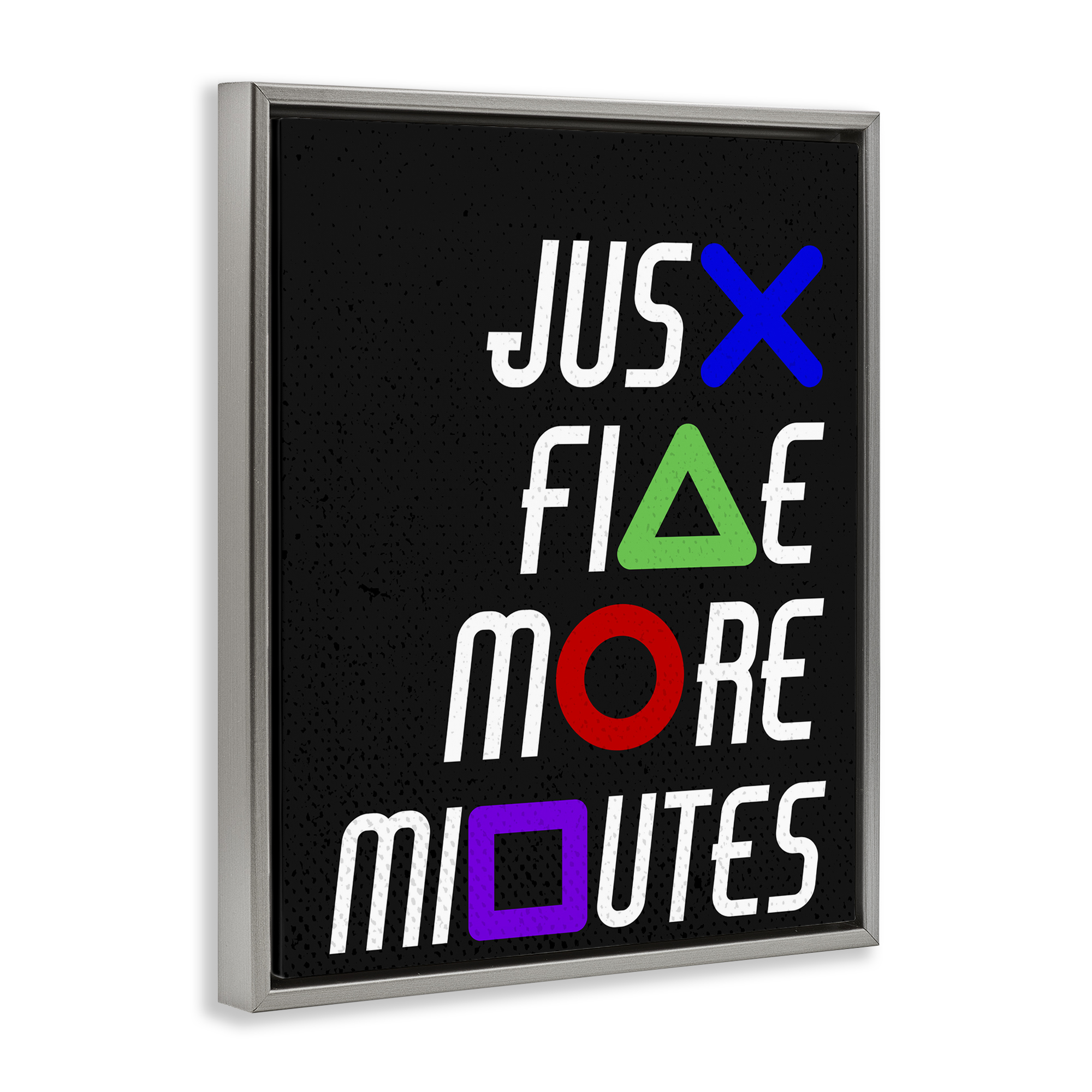 Just Five Minutes Gamer Buttons Gray Framed Floater Canvas Wall Art, design by Kim Allen