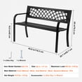 thumbnail image 5 of 46 Inches Metal Outdoor Garden Bench 480 lbs Load Capacity Patio Bench with Backrest Armrests for Garden Park Yard Front Porch Black, 5 of 9