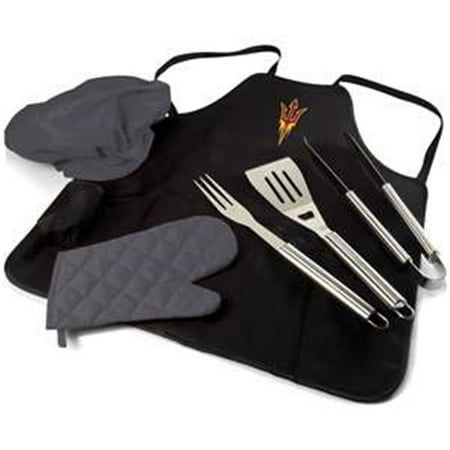 Arizona State Sun Devils Grilling - Arizona State Sun Devils Digital Print BBQ Apron Grill Tool Set Tote Pro Bag, Black