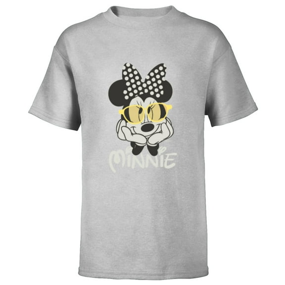 Disney Minnie Mouse in Black & White Polka Dot Day Vintage - Short Sleeve T-Shirt for Kids - Customized-Athletic Heather