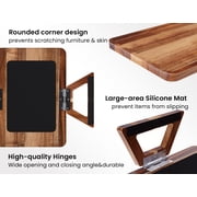Danfoxer 2 Pack Acacia Wood Couch Arm Tray,Couch Tray,Folding Sofa Armrest Tray,Couch Arm Table Clip-On Couch Desk for Drinks,Snacks,Phone,Remote Control