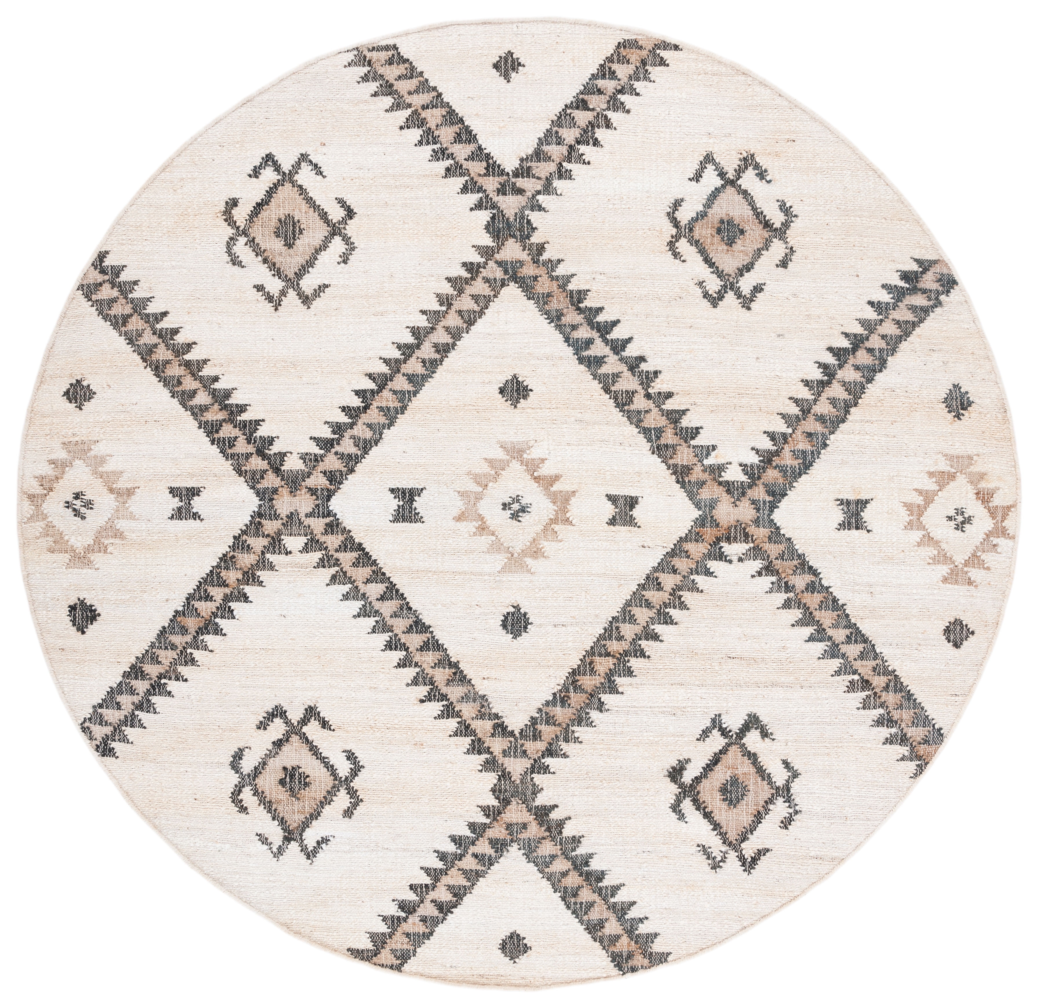 Safavieh Kilim Aindreas Tribal Area Rug, Ivory/Black, 7' x 7' Round