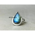 thumbnail image 2 of Solid 925 Sterling Silver Ring For Womens, Genuine Labradorite Ring Gemstone Unique Handcrafted Ring For Her, 2 of 6
