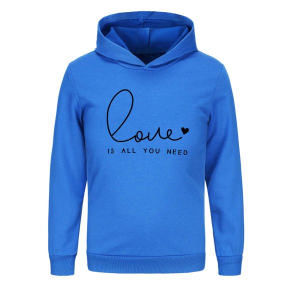 Big Girl' Hoodies Sweatshirts Long Sleeve Letter Prints Hoodie Pullover Tops Size 9-10T ,Blue